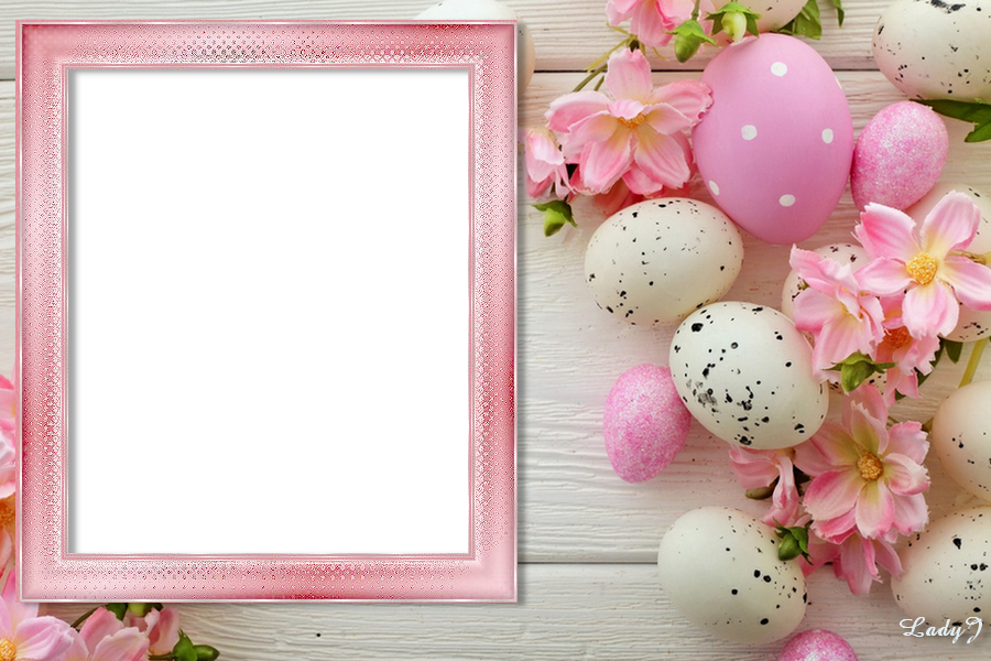 Rózsaszín tojás mintás húsvéti képkeret