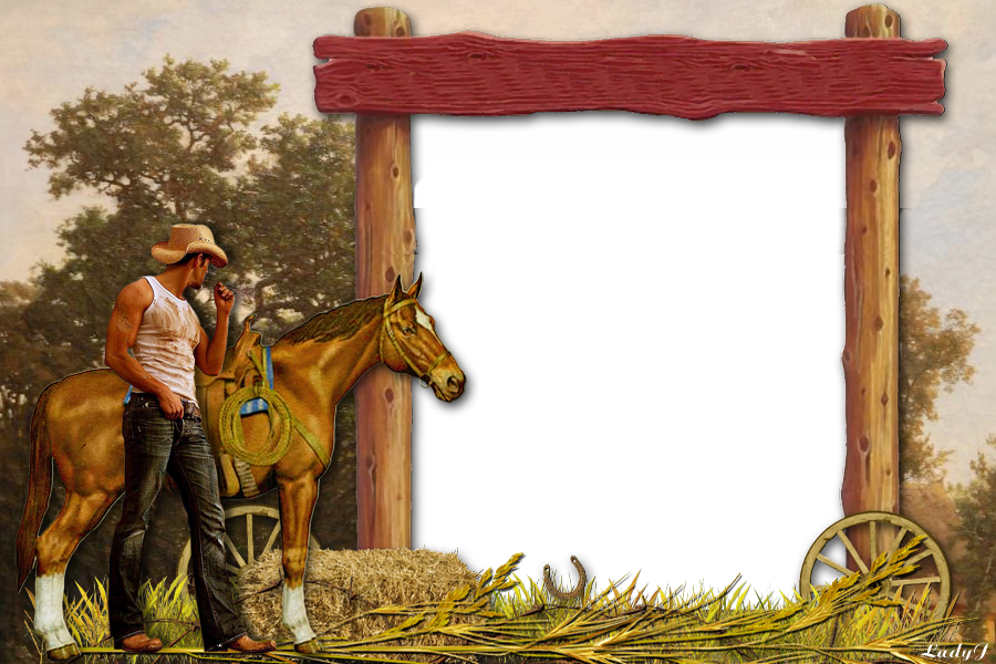 lovas  képkeret, cowboy és lova
