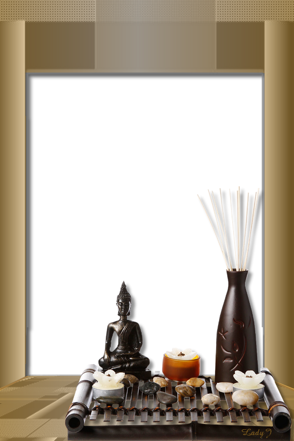 zen képkeret, buddha és füstölő pálcikák